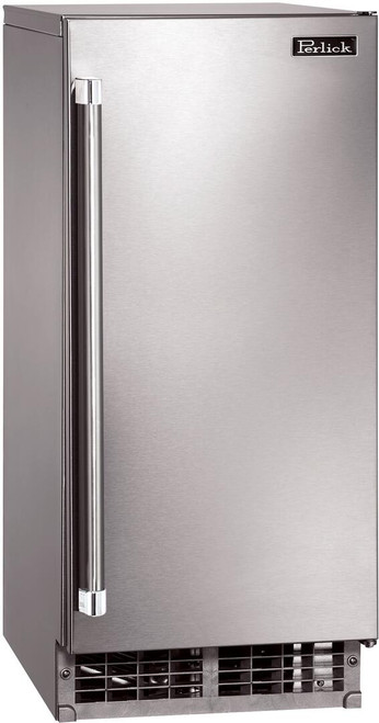 H50IMSR Perlick 15" Clear Undercounter Ice Maker with Stainless Steel Solid Door - Right Hinge