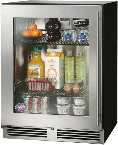 HA24RB43L Perlick 24" ADA Compliant Series Undercounter Refrigerator with Stainless Steel Glass Door - Left Hinge