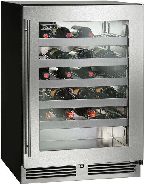 HC24WB43R Perlick 24" C Series Undercounter Wine Reserve with Stainless Steel Glass Door - Right Hinge