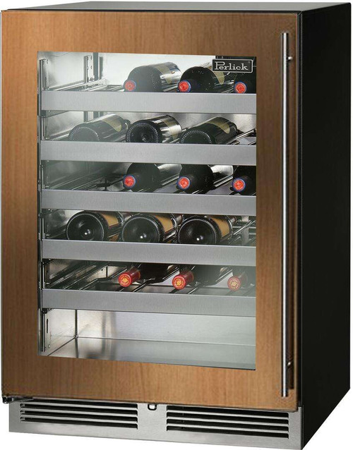 HC24WB44L Perlick 24" C Series Undercounter Wine Reserve with Custom Panel Glass Door - Left Hinge