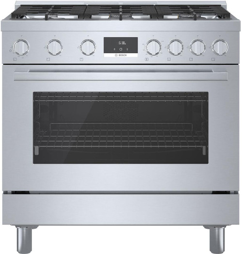 HDS8655U Bosch 36" 800 Series Industrial Style Free Standing Dual Fuel Range - Stainless Steel