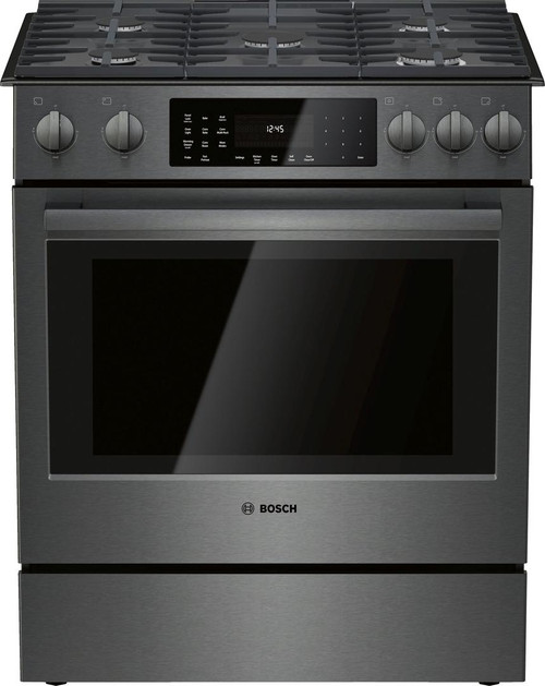 HGI8046UC Bosch 30" 800 Series 5 Burner Gas Slide-in Range with Touch Controls - Black Stainless Steel