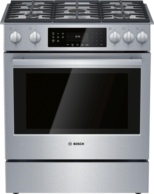 HGI8056UC Bosch 30" 800 Series 5 Burner Gas Slide-in Range with Touch Controls and 9 Specialized Cooking Modes - Stainless Steel