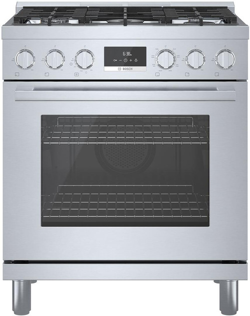 HGS8055UC Bosch 30" 800 Series Industrial Style Free Standing Gas Range - Stainless Steel
