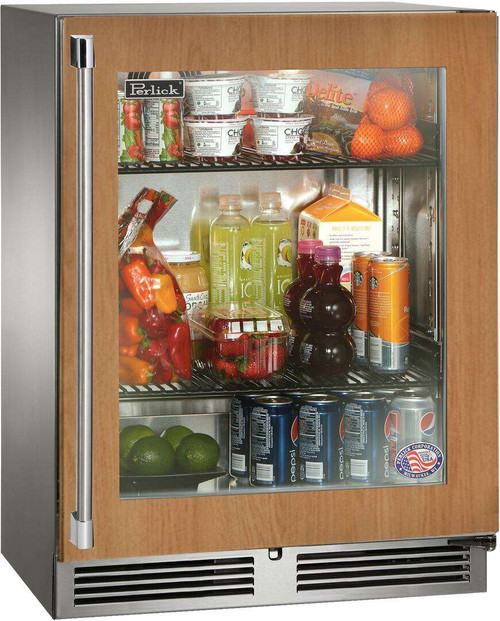 HH24BS44R Perlick 24" Signature Series Shallow Depth Undercounter Beverage Center with Custom Panel Glass Door - Right Hinge