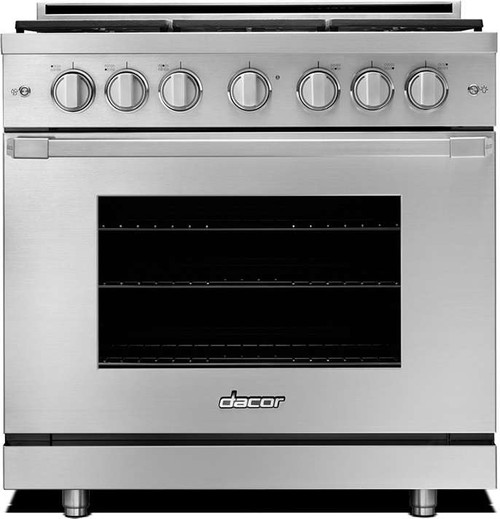 HGPR36SLP Dacor 36" Professional Liquid Propane Gas Self Cleaning Pro Range with Pro Handles and High Performance Dual Stacked Burners - Stainless Steel
