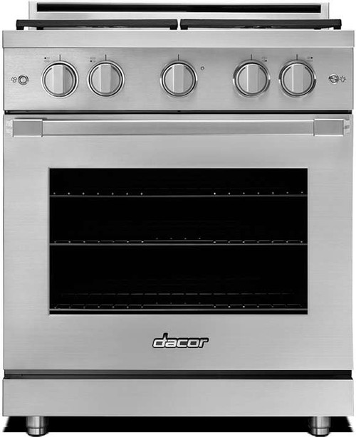 HGR30PSNG Dacor 30" Professional Natural Gas Range with 4 Sealed Burners - Silver Stainless Steel