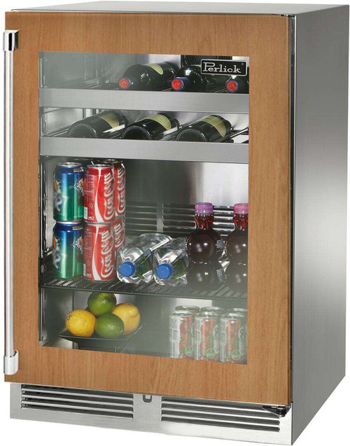 HP24BS44R Perlick 24" Signature Series Undercounter Beverage Center with Custom Panel Glass Door - Right Hinge