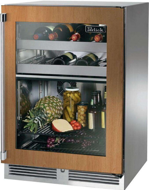 HP24CS44R Perlick 24" Signature Series Undercounter Refrigerator and Wine Reserve with Custom Panel Glass Door - Right Hinge