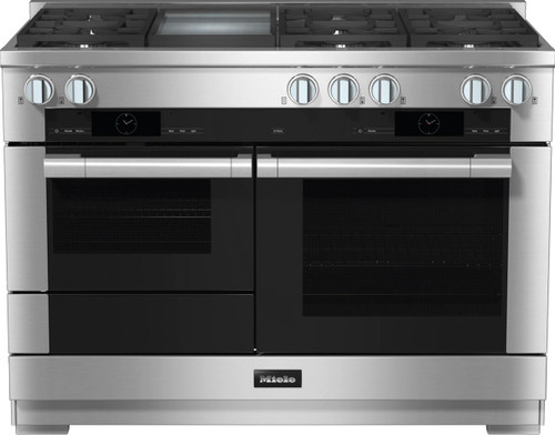 HR19563DFGD Miele 48" Dual Fuel Range with 6 Burners and Griddle - Natural Gas - Clean Touch Steel