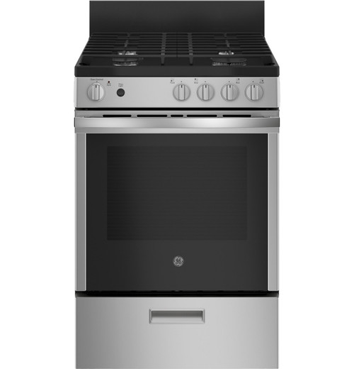 JGAS640RMSS GE 24" Freestanding Slide-in Front Control Gas Range - Stainless Steel