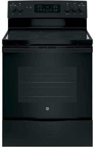 JB655DKBB GE 30" Freestanding Electric Range with Convection & Fifth Element - Black