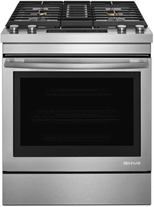 JDS1750FS JennAir Euro-Style 30" Slide-In Dual Fuel Downdraft Range with 4 Sealed Burners - Stainless Steel