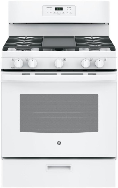 JGBS66DEKWW GE 30" Free-Standing Gas Range with Edge to Edge Cooktop - White