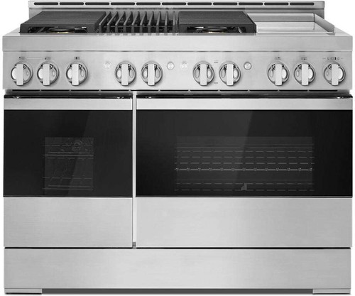 JGRP748HM JennAir NOIR 48" Gas Professional Range 4 Burners Grill and Griddle - Floating Black Glass