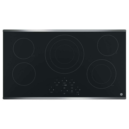 JP5036SJSS GE 36" Built-In Touch Control Electric Cooktop with 5 Radiant Elements - Black with Stainless Steel Trim