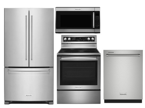 Package K1 - KitchenAid Appliance Package - 4 Piece Appliance Package with Electric Range - Stainless Steel