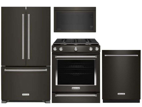 Package KB2 - KitchenAid Appliance Package - 4 Piece Appliance Package with Gas Range - Black Stainless Steel