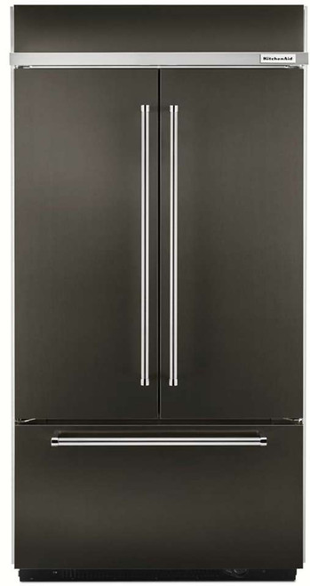 KBFN502EBS KitchenAid 42" Width Built-In Stainless French Door Refrigerator with Platinum Interior Design - Black Stainless Steel