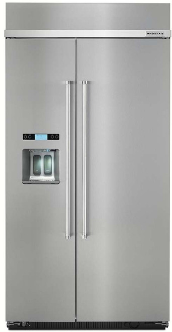 KBSD612ESS 42" KitchenAid 25 Cu. Ft. Built-In Side-By-Side Refrigerator with ExtendFresh and SatinGlide Crispers - Stainless Steel