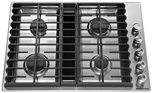 KCGD500GSS KitchenAid 30" 4 Burner Gas Downdraft Cooktop with 300 CFM and 3-Speed Fan Control - Stainless Steel