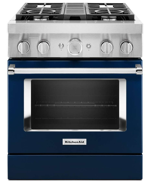 KFDC500JIB KitchenAid 30 Inch Smart Commercial-Style Dual Fuel Range with 4 Burners - Ink Blue