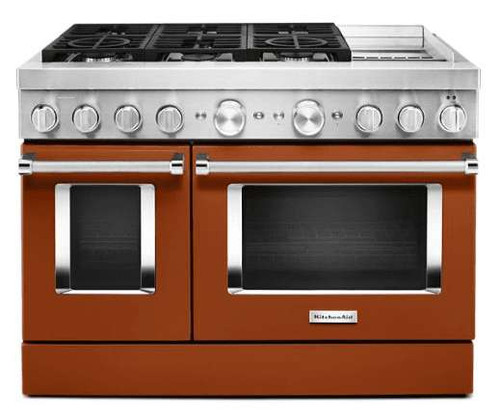 KFDC558JSC KitchenAid 48 Inch Smart Commercial-Style Dual Fuel Range with 6 Burners and Griddle - Scorched Orange