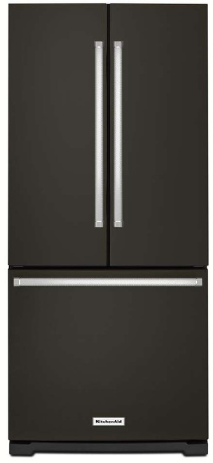 KRFF300EBS KitchenAid 20 Cu. Ft. 30" Width Standard Depth French Door Refrigerator with Interior Water Dispenser and LED Lighting - Black Stainless Steel