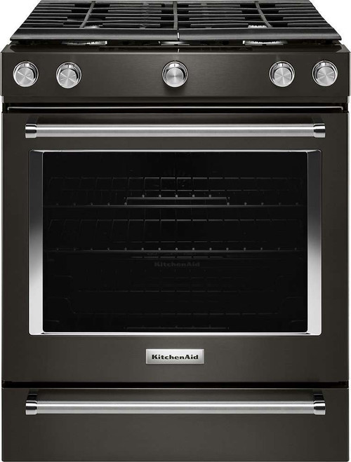 KSGG700EBS KitchenAid 5.8 Cu. Ft. 30" Gas 5 Burner Slide-in Convection Range Glass Touch Controls - Black Stainless Steel