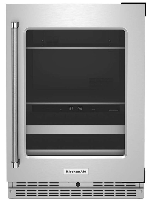 KUBR314KSS KitchenAid 24" Undercounter Beverage Center with Glass Door and Metal-Front Racks - Right Hinge - Stainless Steel