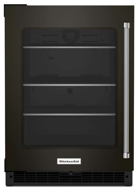 KURL314KBS KitchenAid 24" Undercounter Refrigerator with Glass Door and Shelves with Metallic Accents - Left Hinge - Black Stainless Steel