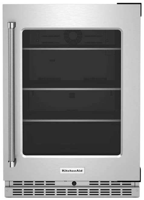 KURR314KSS KitchenAid 24" Undercounter Refrigerator with Glass Door and Shelves with Metallic Accents - Right Hinge - Stainless Steel