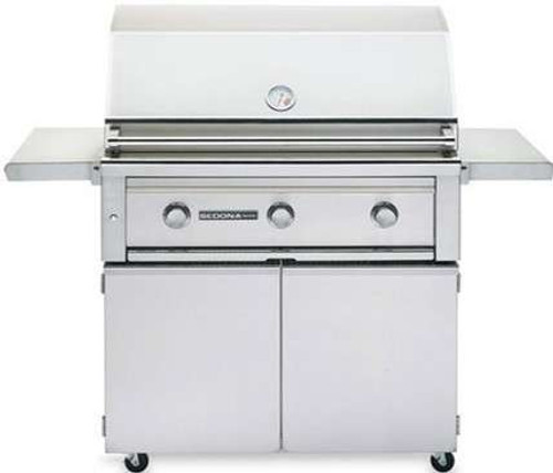 L600FNG Lynx Sedona 36" Natural Gas Freestanding Grill with 3 Stainless Steel Burners and Blue LED Lights - Stainless Steel