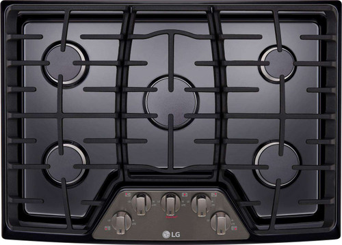 LCG3011BD LG 30" Gas Cooktop with SuperBoil and Heavy Duty Cast Iron Grates - Black Stainless Steel