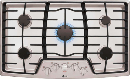 LCG3611ST LG 36" Gas Cooktop with SuperBoil and Heavy Duty Cast Iron Grates - Stainless Steel