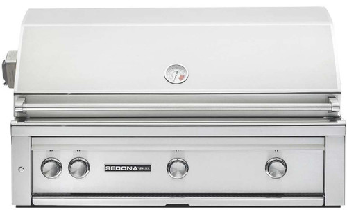 L700RNG Lynx Sedona 42" Built In Grill with 3 Stainless Steel Tube Burners with Rotisserie Temperature Gauge Halogen Surface Light and Blue LED Knob Light - Natural Gas - Stainless Steel