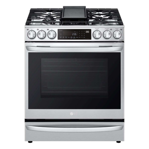 LSGL6337F LG 30" Gas Slide-in Range 6.3 cu.ft with Air Fry ProBake Convection Wi-Fi Air and SousVide - Printproof Stainless Steel