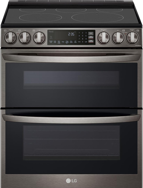 LTEL7337D LG 30" Smart WiFi Enabled Electric Double Oven Slide-In Range - PrintProof Black Stainless Steel