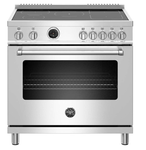 MAST365INSXT Bertazzoni 36" Master Series Free Standing 5 Heating Zones Induction Range with Self Clean Oven - Stainless Steel