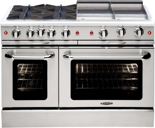 MCOR484GGL Capital 48" Culinarian Series Gas Manual Clean Range with 4 Open Burners and 24" Thermo Griddle - Liquid Propane - Stainless Steel