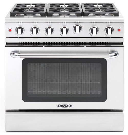 MCR366L Capital Precision Series 36" Gas Range with 6 Power-Flo Burners - Liquid Propane - Stainless Steel