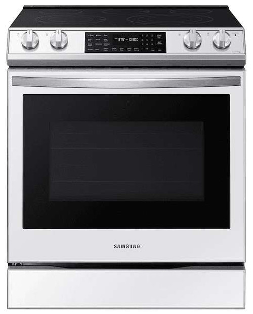 NE63BB871112AA Samsung 30" Front Control Wifi Enabled Slide-In Electric Range with Air Fry and Smart Dial - White Glass