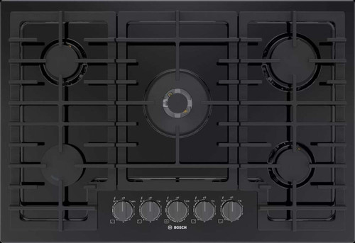 NGM8048UC Bosch 30" 800 Series Gas Cooktop with Flame Select - Black with Black Stainless Steel Knobs