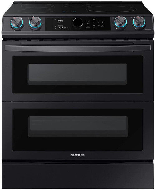 NE63T8951SG Samsung 30" 6.3 cu ft Smart Flex Duo Front Control Slide In Induction Range with Smart Dial and Air Fry - Fingerprint Resistant Black Stainless Steel