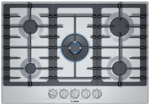 NGM8057UC Bosch 30" 800 Series 5 Burner Gas Cooktop with FlameSelect and OptiSim Burner - Stainless Steel