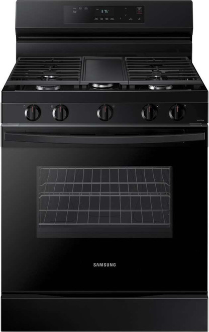 NX60A6111SB Samsung 30" Smart Gas Range with 5 Burners and Integrated Griddle - Black