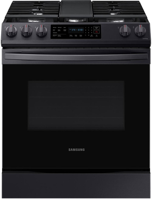 NX60T8311SG Samsung 30" Front Control Wifi Enabled Slide-In Gas Range with Self Clean and Convection - Fingerprint Resistant Black Stainless Steel