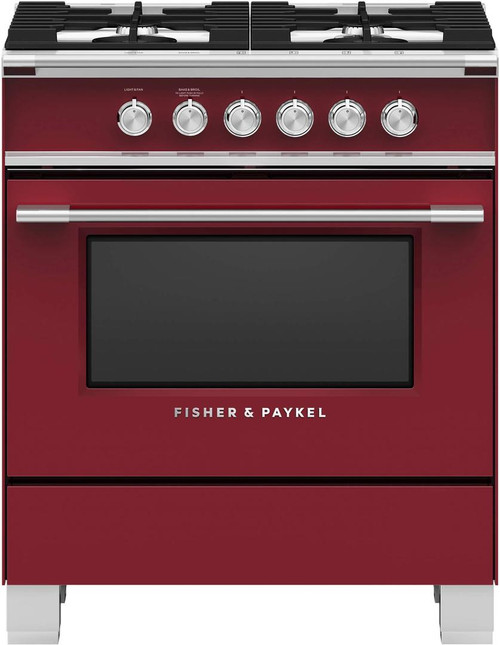 OR30SCG4R1 Fisher & Paykel 30" Classic Style Gas Range with Multi-Shelf Cooking and Easy Cleaning - Red