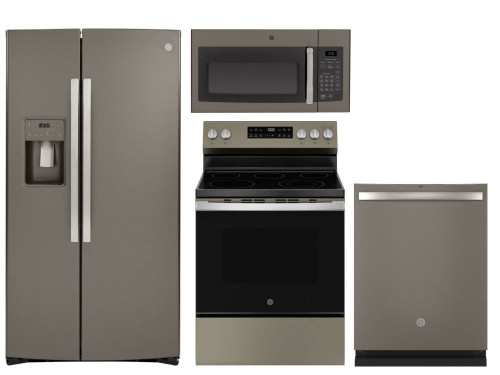 Package 36 - GE Appliance - 4 Piece Appliance Package with Electric Range - Slate