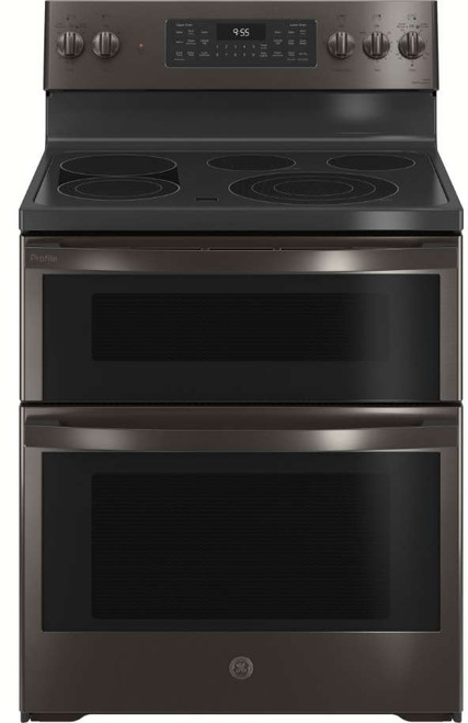 PB965BPTS GE Profile 30" Smart Free Standing Electric Double Oven Convection Range with No Preheat Air Fry - Fingerprint Resistant Black Stainless Steel